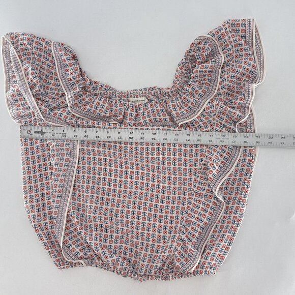 Max Studio Chiffon Ruffle Flutter Slv Blouse Sz Sm Boho, Preppy, Elastic Waist - Picture 7 of 7